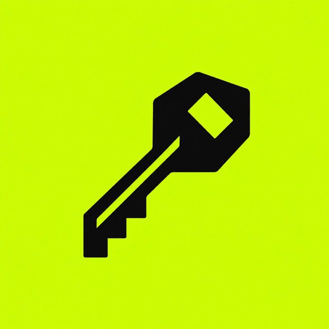 A black key icon on a bright yellow-green background.