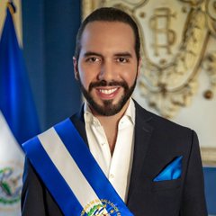 Nayib Bukele, President of El Salvador, wearing a blue and white presidential sash, smiling in front of an official flag. The image relates to the IMF's confirmation that El Salvador has not used public funds to purchase Bitcoin, a policy championed under Bukele's administration.
