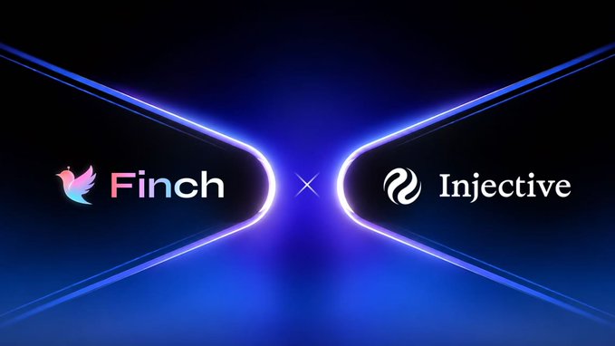 A neon-blue collaboration graphic displaying the Finch and Injectiv logos separated by an “X” symbol.