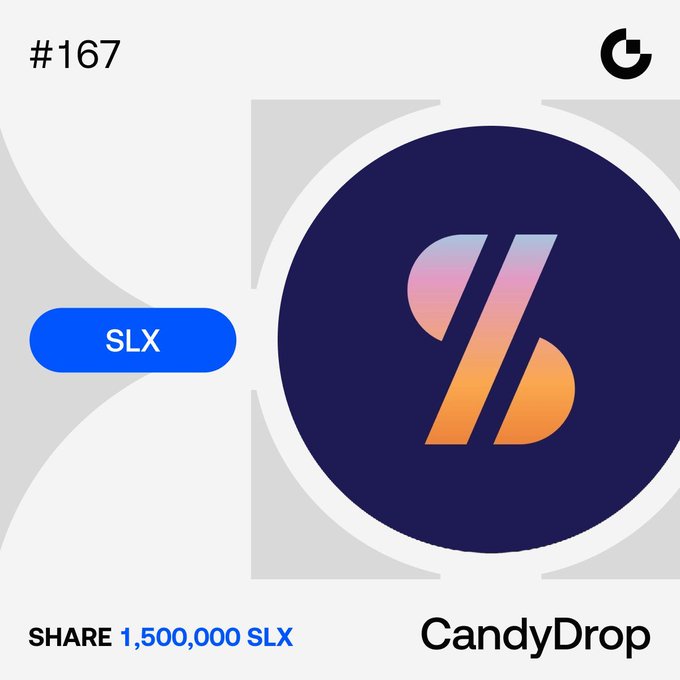 The image depicts a white circle with an orange "S" logo that reads "sSLX", placed at the center of the frame. A blue background surrounds the logo, creating a striking contrast between the two elements. The image also includes text related to shares and SLX values, possibly indicating the process of trading or the currency being represented by the "S".