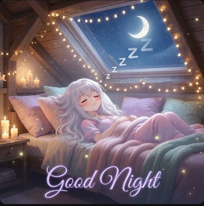 The image features a girl sleeping peacefully with her eyes closed, surrounded by candles that create a cozy atmosphere. Below the girl's head, there is a message written in purple text that reads "Good night everyone! Rewards attract users. @RiverdotInc Community keeps them. That'S why I'm watching $RIVER real conversations real participation and a focus on adoption over hype." The image also includes a window with lights shining through it, which adds to the overall ambiance of the scene.

The girl is lying in bed next to a wooden wall, and there are multiple candles placed around her, creating a warm and inviting environment for sleep.