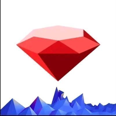 A large, brilliant red diamond hovers above jagged blue mountain peaks, symbolizing a valuable crypto asset on the verge of its Token Generation Event (TGE), with the imagery of a precious gem reflecting the post's excitement about the upcoming listing and mining verifications.