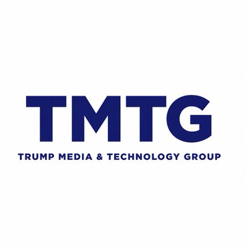 The image displays the logo of Trump Media & Technology Group (TMTG), featuring bold blue "TMTG" lettering above the full company name, which is associated with the accompanying update about $DJT's declining Bitcoin holdings and $361 million in crypto losses.