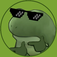 A green cartoon frog wearing pixelated "deal with it" sunglasses appears inside a green circular frame, symbolizing the laid-back confidence of holding onto Robinhood stock over the weekend.