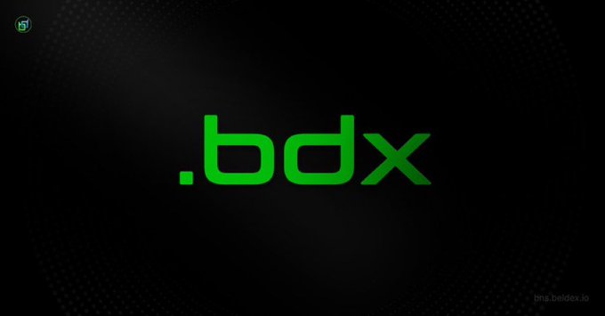 The image displays a black background featuring the green ".bdx" logo, representing BeldexCoin ($BDX), a privacy-focused cryptocurrency project. This visual ties into the accompanying text by highlighting BelNet's new Android feature that allows per-app VPN tunneling instead of routing all device traffic through a single connection.