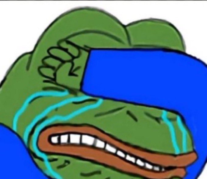 A low-quality illustration of the 'Stonks' meme, featuring a smiling green frog-like figure in a blue shirt with a hand on its head, set against a plain background.