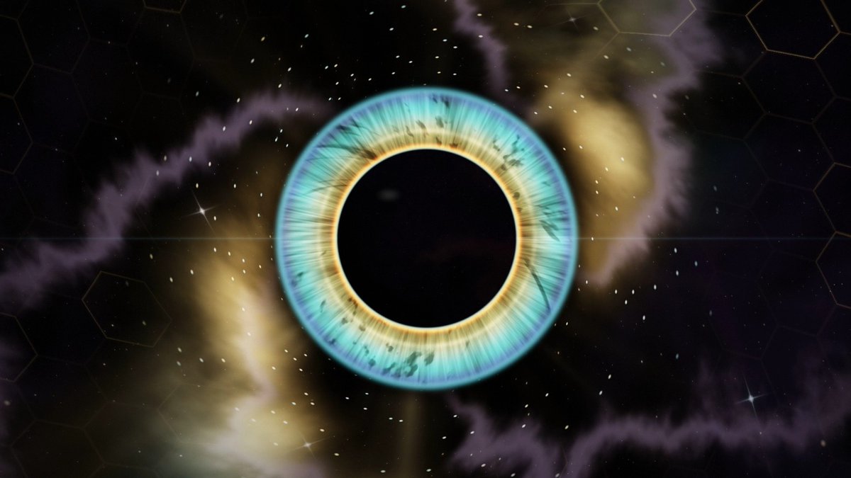 A glowing turquoise-and-gold ring surrounds a black circular center against a dark cosmic, star-speckled background with faint hexagonal patterns. It serves as the promotional graphic for a “$10 $SOL Giveaway,” asking viewers to maximize engagement by quoting the post, dropping addresses, and retweeting before a winner is picked soon.