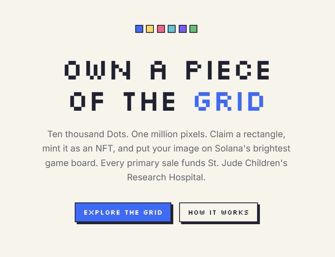 The image features a screenshot of a website called "Own A Piece Of The Grid". The website appears to be an online marketplace for selling used video games. It has a blue header with white text, which reads "10 thousand dots. One million pixels. Claim a rectangle. Claim a rectangle." Below the header is a list of game titles available on the site. The image also includes a small caption that says "Focus on what it relates to the post".
