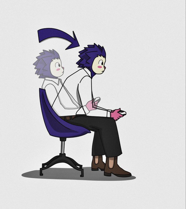 An illustration shows a person in a white shirt transitioning from a slumped posture to an upright, alert pose in an office chair, with an arrow indicating the upward shift—symbolizing personal growth. The image visually reinforces the post's announcement of joining the Monad Foundation in a growth role.