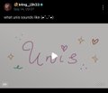 A dark social media post showing the text '9unis' in a handwritten style.