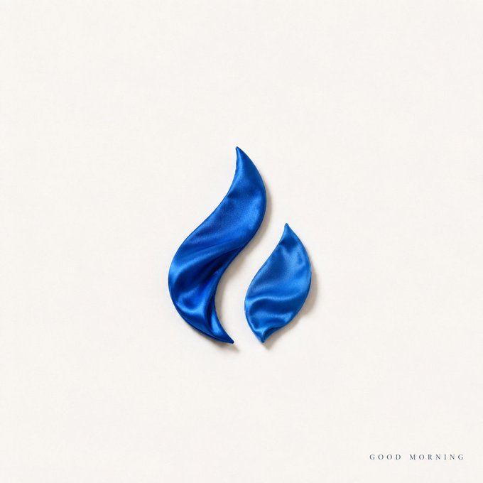 A stylized blue flame, the Steam logo, appears against a soft cream background with the text "GOOD MORNING" in the lower right, visually representing the "GM, fire companion" greeting while encouraging passion in daily life.