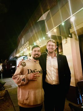 Two smiling men pose together outside a venue at night, with a sign reading "$10,000" visible in the background, capturing a moment of connection at what appears to be a Web3 networking event.

The image aligns with the post's message of staying "well connected" with friends and partners, showcasing a friendly pose that reflects the appreciation expressed for event organizers @RareEvo, @nesso, and @OrionFund.