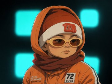 A person in a stylized cartoon portrait wears an orange tracksuit, beanie with a "B" logo, and yellow sunglasses, with "72" and "BOYS" displayed on the chest pocket. The image doesn't explicitly reference Axis Robotics or $AXIS, but the "72 BOYS" branding and energetic character suggest a meme-style creator personality promoting the live Kaito Katalyst creator rewards campaign, where "72 Boys" could be a playful nod to ranking among the top creators eligible for the 0.25% $AXIS reward pool.