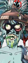 A grotesque cartoon zombie character with bulging eyes, rotting green teeth, and a spiked helmet is gifting a wrapped present to the viewer, tying in with the "Love it" post as a humorous take on the phrase "giving the gift of love."