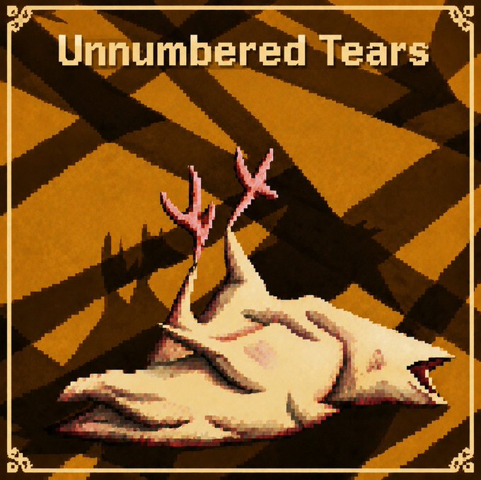 The image features a cartoon chicken with its wings spread out, laying on its side on a brown surface. The background of the image has an orange color that contrasts with the white chicken. Below this image, there's text that reads "Unnumbered Tears". This suggests that the image is related to a post or content about tears and emotions.