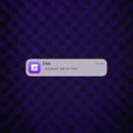 A dark purple background with a small white notification alert at the bottom center of the screen.