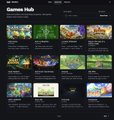 A screenshot of "Games Hub" displaying a grid of colorful game thumbnails on a dark background, showcasing community-submitted Axie experiences from a vibeathon event. The post highlights 70 creative Lunacian submissions developed collaboratively with AI tools like Claude and OpenAI.