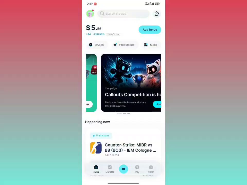 The image shows an iPhone screen displaying a mobile banking app with a game advertisement for a casino game called "Café Strike" featuring a raccoon character. The text on the screen reads, "Speed matters. Simplicity wins. Just a few taps, a quick transfer, and you're in the game! Complete your Bank Transfer via @BitgetWallet, share your proof, and grab a chance to win rewards every day."