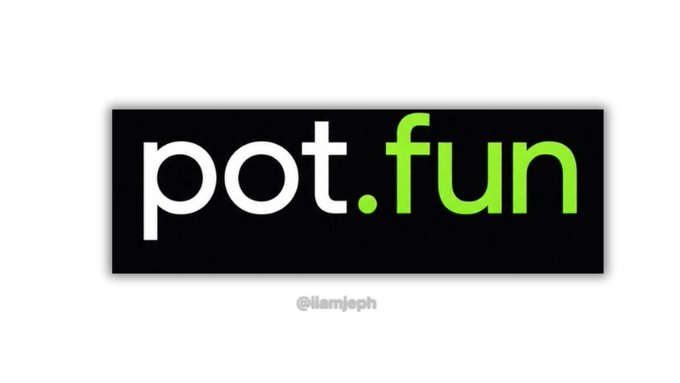 A logo reading 'pot.fun' in white and green lowercase letters on a black rectangular background, with the watermark '@liamjeph' below it.