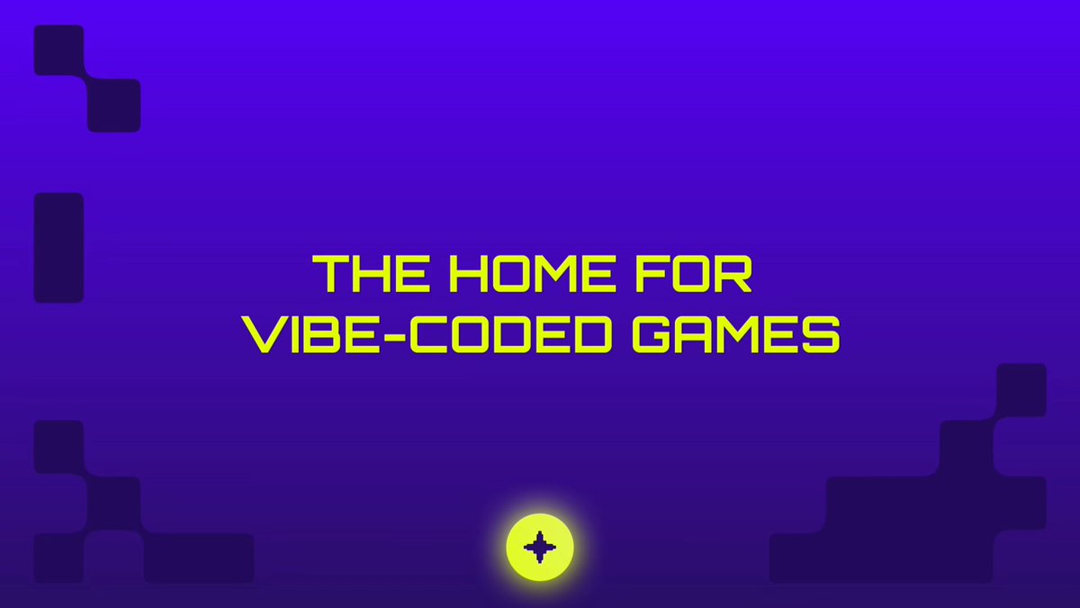 The image features a banner that reads "The Home for Vibe-coded Games". The banner has a blue background with yellow squares and a white border. It also includes text that says "Big news for the YGG ecosystem! The vibe-coding revolution is moving fast, & we just dropped the central hub for vibe-coded games!".