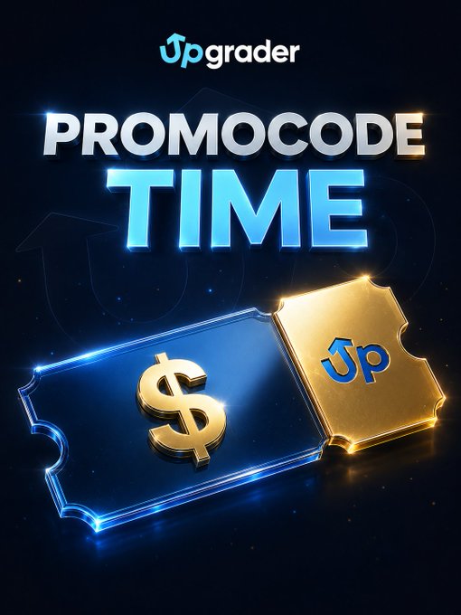 A promotional graphic for Upgrader featuring the text "PROMOCODE TIME" alongside a blue ticket displaying a gold dollar sign and a gold ticket with the "Up" logo, visually representing the 24-hour deposit bonus codes (24HR1000, 24HR400, 24HR100, and 24HR10) that offer rewards ranging from $2 to $30 based on deposit amounts.