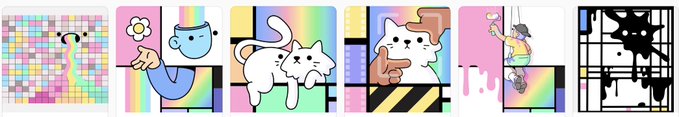 The image features a series of six different cartoon cat illustrations, each with unique colors and styles. These illustrations are arranged side by side, creating an appealing visual display that showcases various artistic interpretations of cats. The caption below the image reads "Collectors collect @doodles", indicating that these illustrations have been created for collectors who appreciate the artistry behind them.