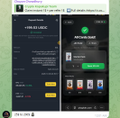 The image appears to be a blurry screenshot of a mobile app interface, likely a chat or messaging platform (possibly Telegram), displaying a dark-themed conversation with green accents and what looks like a bot or automated message. The post references a @phygitals account generating "US Dollars" and asks users to share their Solana addresses, suggesting the screenshot is of a crypto/digital earnings bot or referral program on the platform.