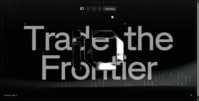A black website header with large white text reading 'Trade the Frontier', featuring a metallic 3D cube graphic and a 'Trade Now' button in the top navigation bar.