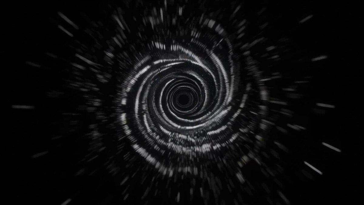 The image shows a black background with white lines, possibly representing a spiral galaxy or an abstract art piece. The text "Cool agentic trading experiment on @base" appears below the image, which could be related to the content of the photo or simply a random phrase in the caption.
