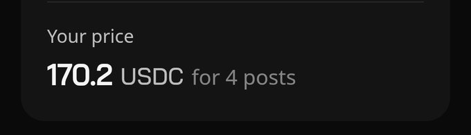 The image displays a promotional display on social media with a price tag of $170.2 for four posts. This pricing information seems to be related to a campaign that's been alive recently, as indicated by the phrase "with their current suggested price." The focus of the image is primarily on the promotional content, and it does not contain any text or other objects unrelated to the context provided in the post.