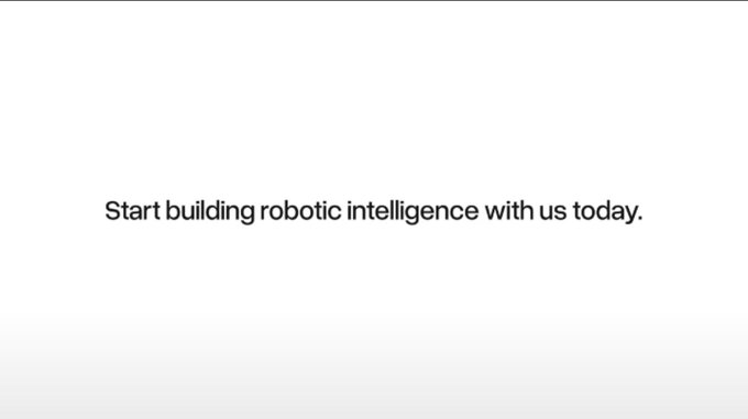 A simple white screen displays the text 'Start building robotic intelligence with us today.'