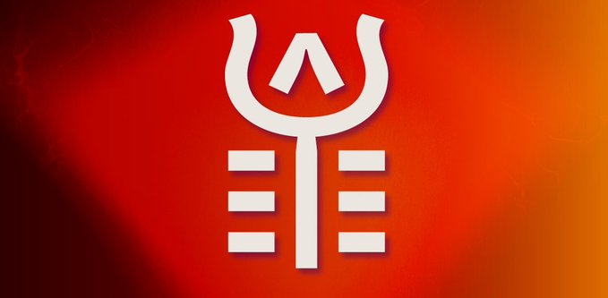 The image displays a stylized white logo on a gradient red-orange background, featuring a curved trident-like symbol with three horizontal bars below it on each side of a central vertical line—appearing to be the Saffron Finance logo.

The caption relates to the post as it highlights Saffron's role in pioneering tranche-based DeFi systems, with the Saffron logo visually representing the protocol being discussed in the context of its early innovations and its connection to Royco Protocol.