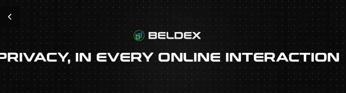 A banner for Beldex with a black dotted background displaying the green and white logo and the tagline 'PRIVACY, IN EVERY ONLINE INTERACTION'.