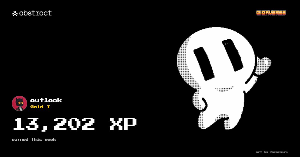 The image features a cartoon character with black eyes and a white face standing against a black background. The character appears to be waving at the viewer, and there are numbers displayed below the image that say "13,202 XP". This suggests that the character has been earned 13,002 XP points in the game.