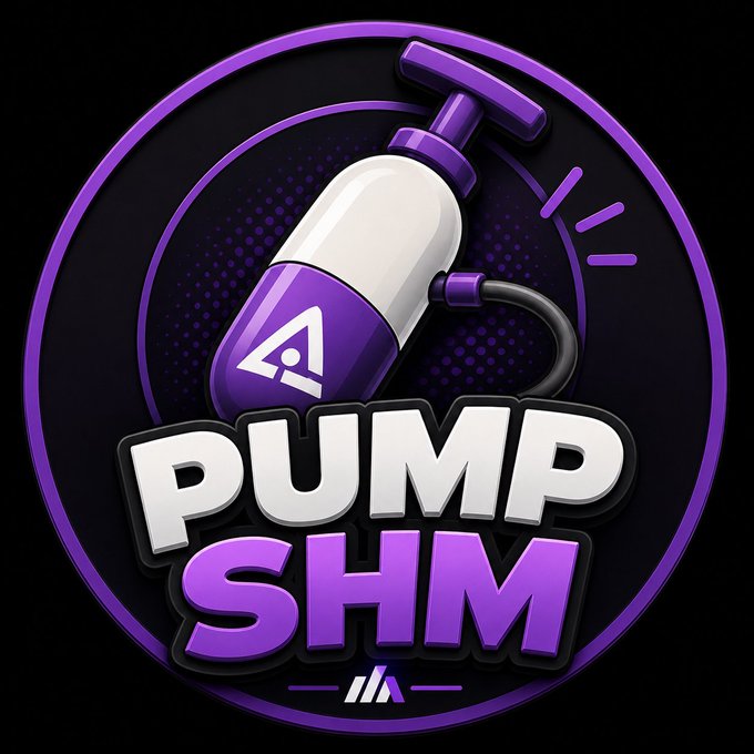 A logo featuring a purple and white pump dispenser with the text 'PUMP SHM' below it on a black circular background.