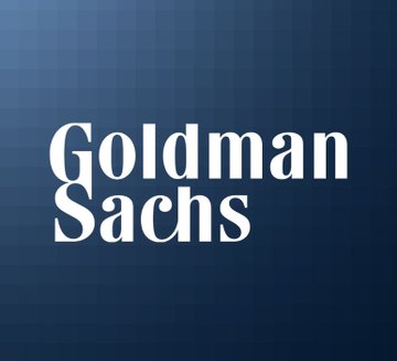 The Goldman Sachs logo displayed in white text on a blue gradient background.