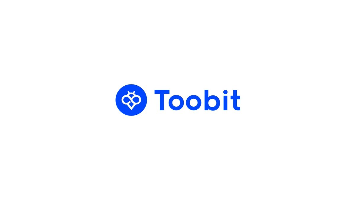 The image features a white logo with blue text that reads "Toobit" against a gray background. The logo is positioned at the top left corner of the frame, making it easily visible. The surrounding area appears to be a plain gray color, which contrasts nicely with the vibrant blue of the logo and makes it stand out.