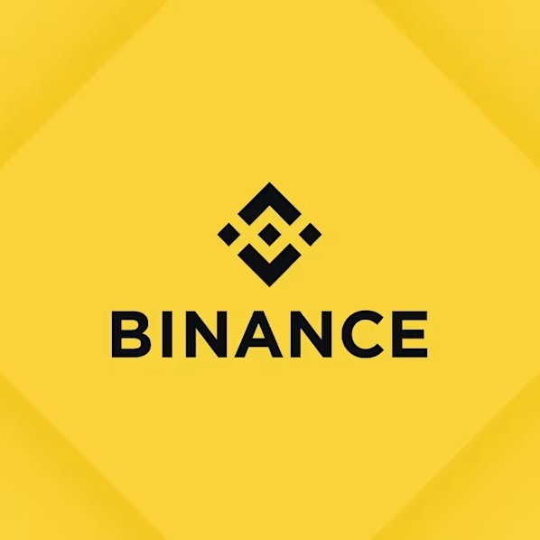 yellow background displaying the black Binance logo and 'BINANCE' text