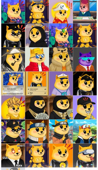 A collage of various Doge meme characters styled as different anime, gaming, and pop culture figures.