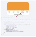 A blurry screenshot of what appears to be a mobile app interface with an orange header and chat bubbles.
