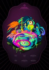 A dark, abstract neon-colored artwork featuring psychedelic shapes and the partial text 'FRESH CUT' at the top.