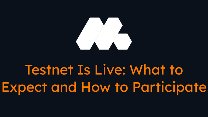 The image features a logo for a cryptocurrency called Reef Pelagia. The logo consists of a white "M" shape with a black border, accompanied by the text "Testnet Is Live". This suggests that the image might be related to a discussion or tutorial about testnet testing and participating in the cryptocurrency world.