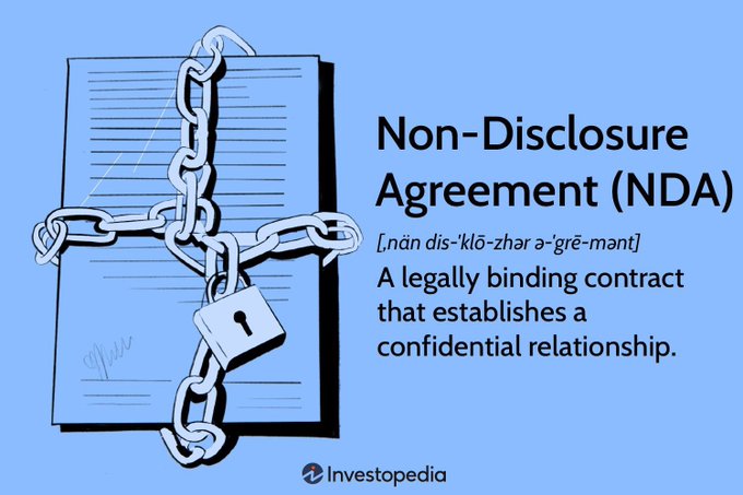 The image features a blue background with white text that reads "Non-disclosure agreement (NDA)". The text also includes an illustration of a chained book, which is connected to a padlock by chains. This visual representation suggests that the chained book represents a legally binding contract or agreement between two parties, and the padlock symbolizes the confidentiality aspect of the agreement.

The image's title "Gribbit $TIBBIR is the sleeping bullfrog..." indicates that there might be an additional layer of information or context related to this post. However, without more details about the image or its content, it is not possible to provide a comprehensive answer.
