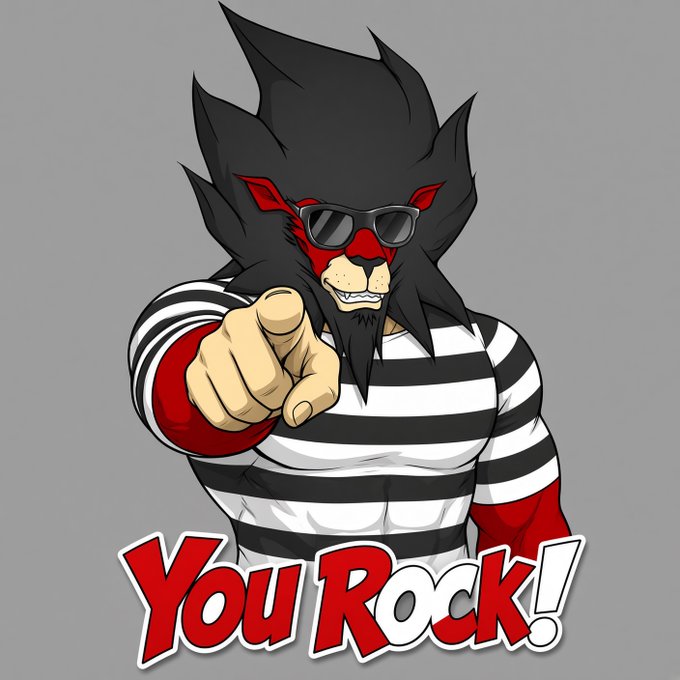 A muscular cartoon wolf mascot wearing sunglasses and a black-and-white striped shirt points directly at the viewer, with the text "You Rock!" displayed prominently at the bottom in bold red letters.

The image reinforces the post's encouraging message to the #CroFam community, serving as a supportive visual gesture from a Cronos advocate who, despite being critical of recent developments, remains committed to pushing the Cronos Network forward.