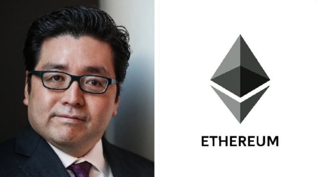The image features a man wearing glasses, possibly a businessman or professional, standing against a gray background with the Ethereum logo prominently displayed above him. At the bottom of the image, there are some text that reads "JUST IN: Tom Lee's BitMine is now sitting on an estimated $8.7 billion unrealized loss on its #Ethereum holdings." This suggests that there might be some information about the Bitcoin company or token related to Ethereum.