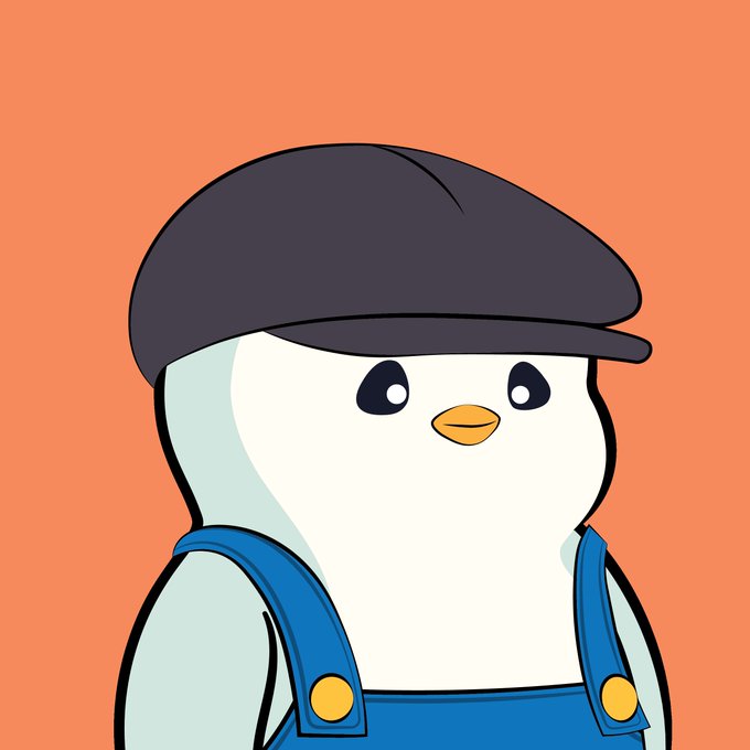 The image features a cartoon penguin wearing a black hat, standing against an orange background. The penguin appears to be looking at something or someone off-camera. The caption of the image reads "Pudgy Penguin #1198 BOUGHT 4.800 ETH OpenSea 0xd995...c3e4 → rickybobbyns.eth opensea.io/assets/ethereu". This text is located in the bottom right corner of the image, and it seems to be a part of an online discussion or social media post about penguins.