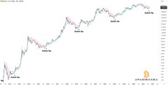 A stock market chart showing an upward trend with labeled price points like '3,530.0', '8,900.0', and '11,650.0', branded with a Bitcoin 'B' logo.