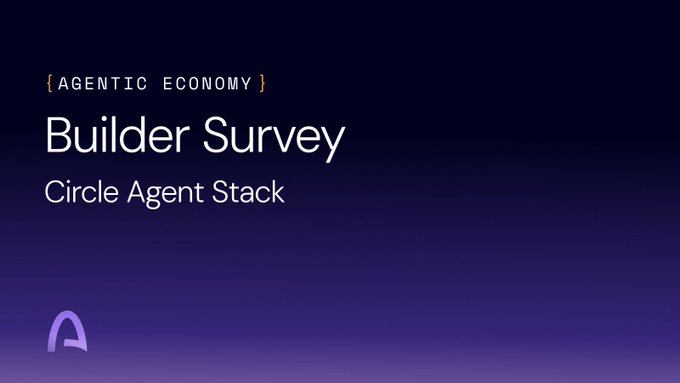 A dark purple presentation slide titled 'Builder Survey' under the 'AGENTIC ECONOMY' header, with 'Circle Agent Stack' listed as the subtitle.