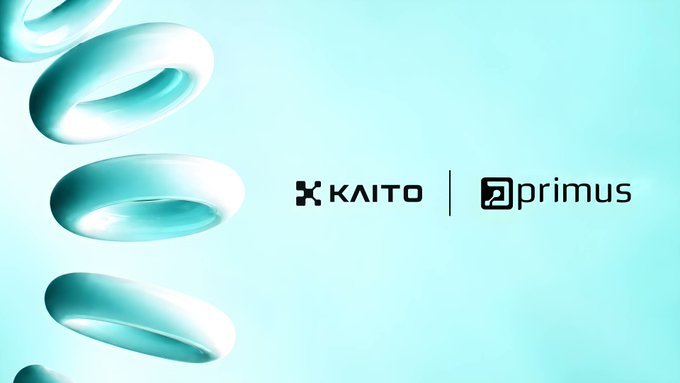 A light teal graphic shows floating white rings alongside the logos and names 'KAITO' and 'primus'.