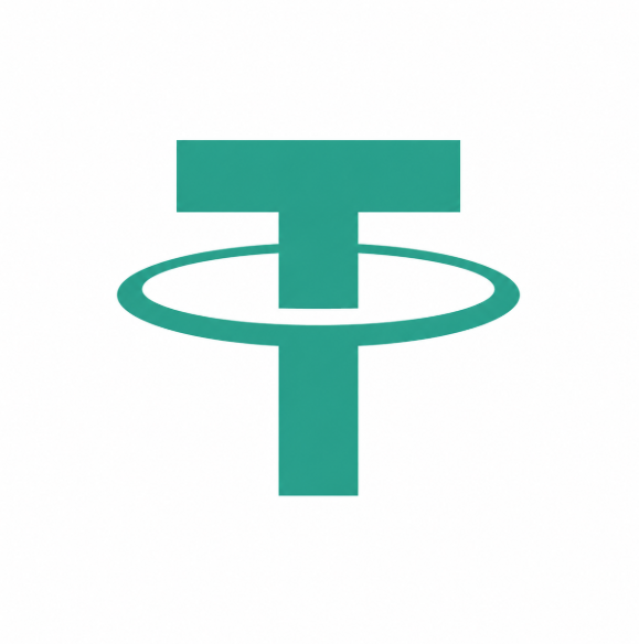 The Tether (USDT) logo, a teal-colored 'T' with a circle around its lower portion on a white background.